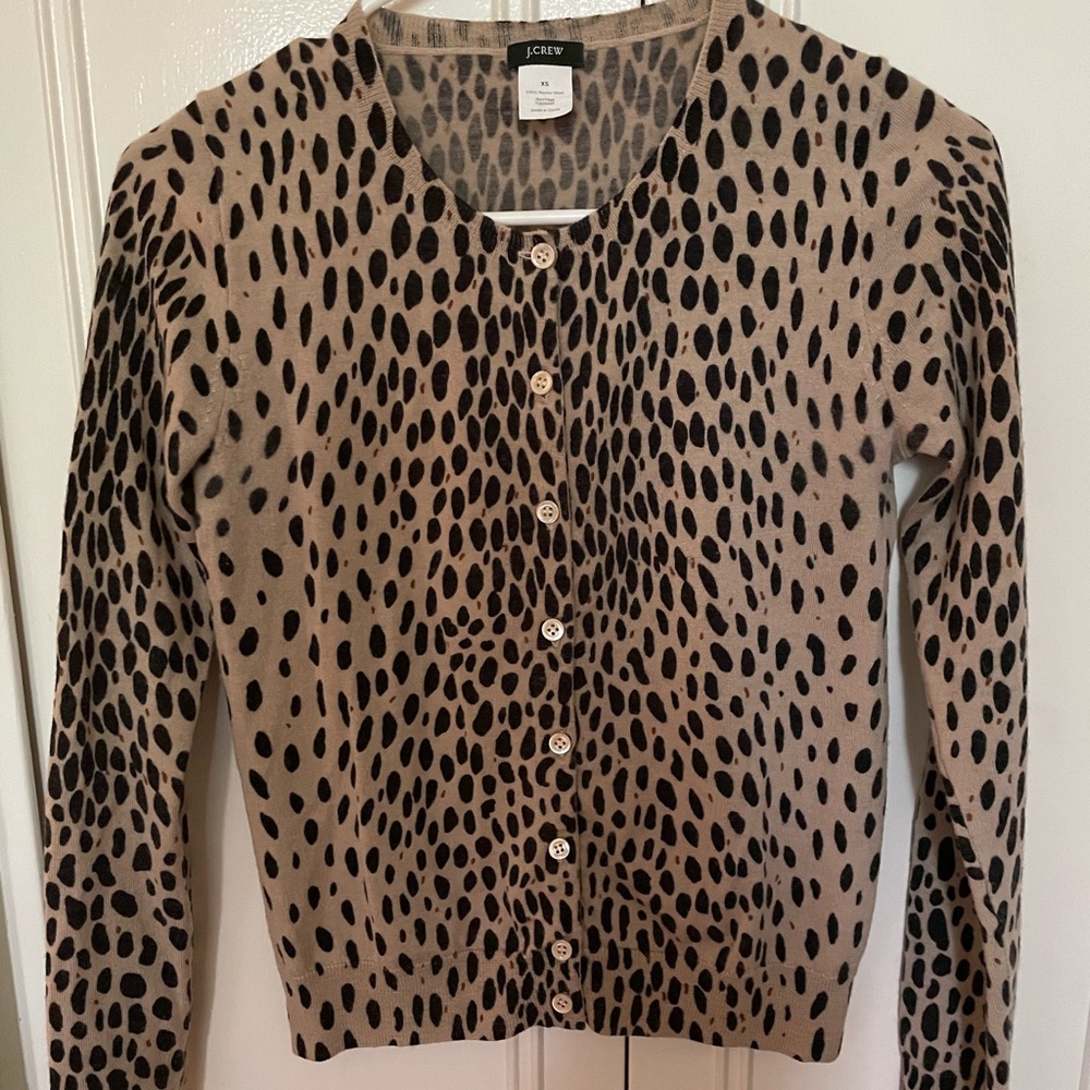 J.Crew lightweight wool animal print cardigan